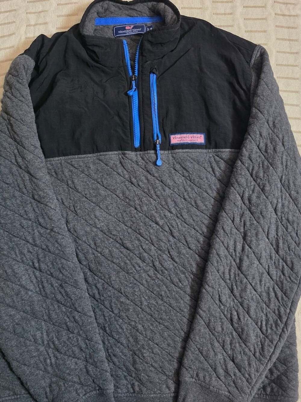 Vineyard Vines Quilted 1/2 Zip Pullover Size M Gray Sweatshirt